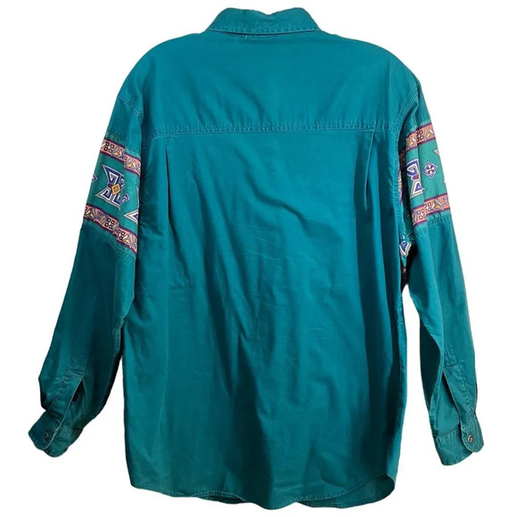 Vintage Women's Aztec Western Print Long Sleeve Button Up Shirt Size Large (L) - Picture 2 of 7